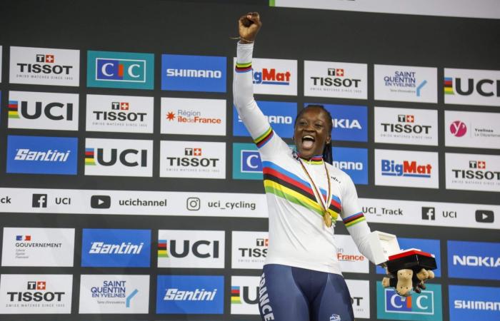Videos | Beautiful! French track cyclist shouts national anthem after gold