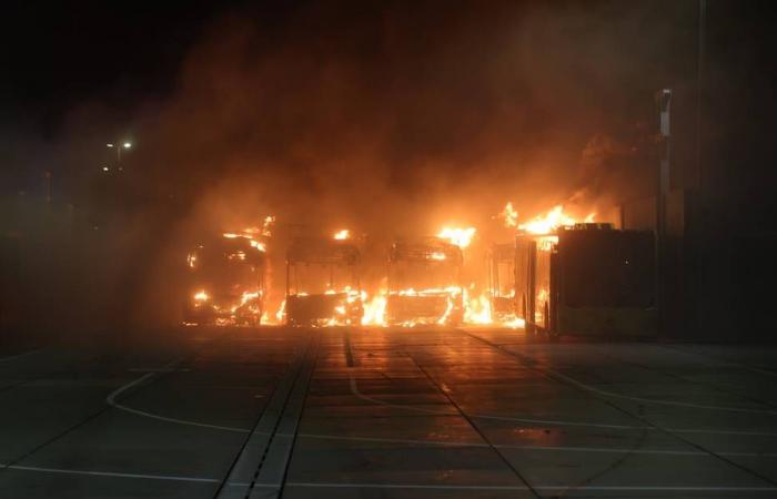 Large fire at bus shed in Utrecht: at least fifteen buses destroyed and bus services canceled | Utrecht