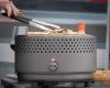 Action stunt with electric barbecue that can go anywhere