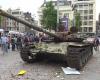 Russian broken tank on Leidseplein evokes many different emotions
