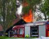 Flaming fire razes garden association shed to the ground