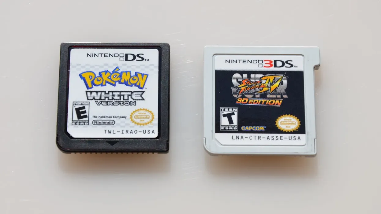 Nintendo DS cartridge next to a 3DS cartridge
