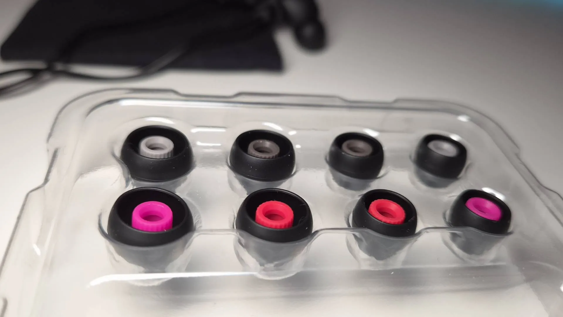 Photo of the different sized buds for the Final VR3000 Gaming Earphones.