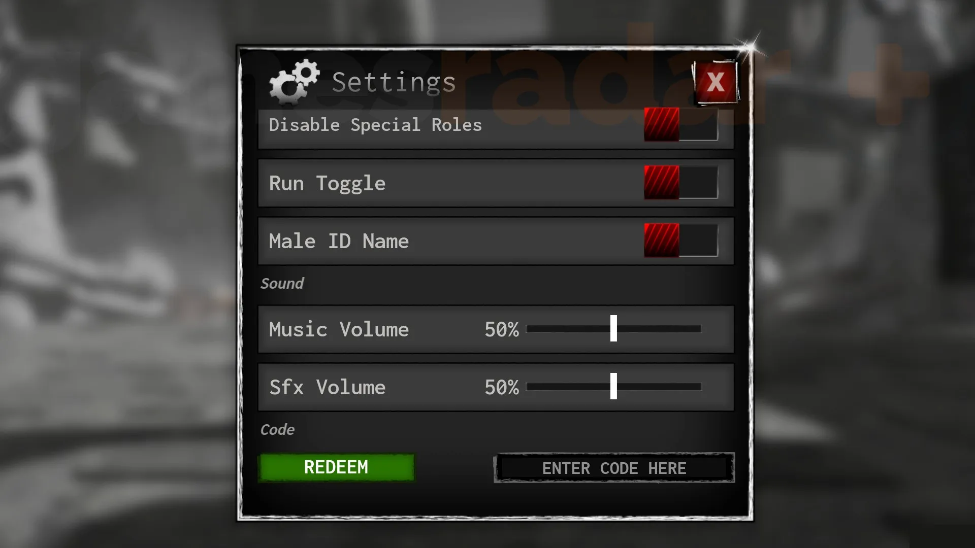 The Bloxnote codes redemption box as seen in-game.