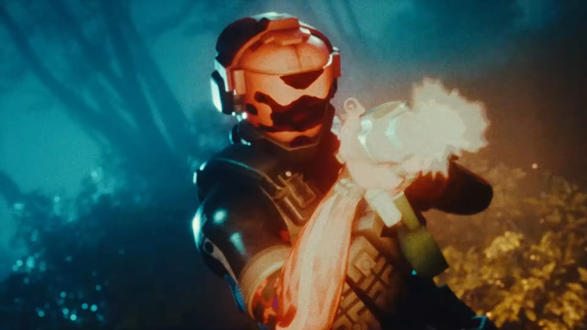 Marathon Sentinel shell firing a rifle in the dark