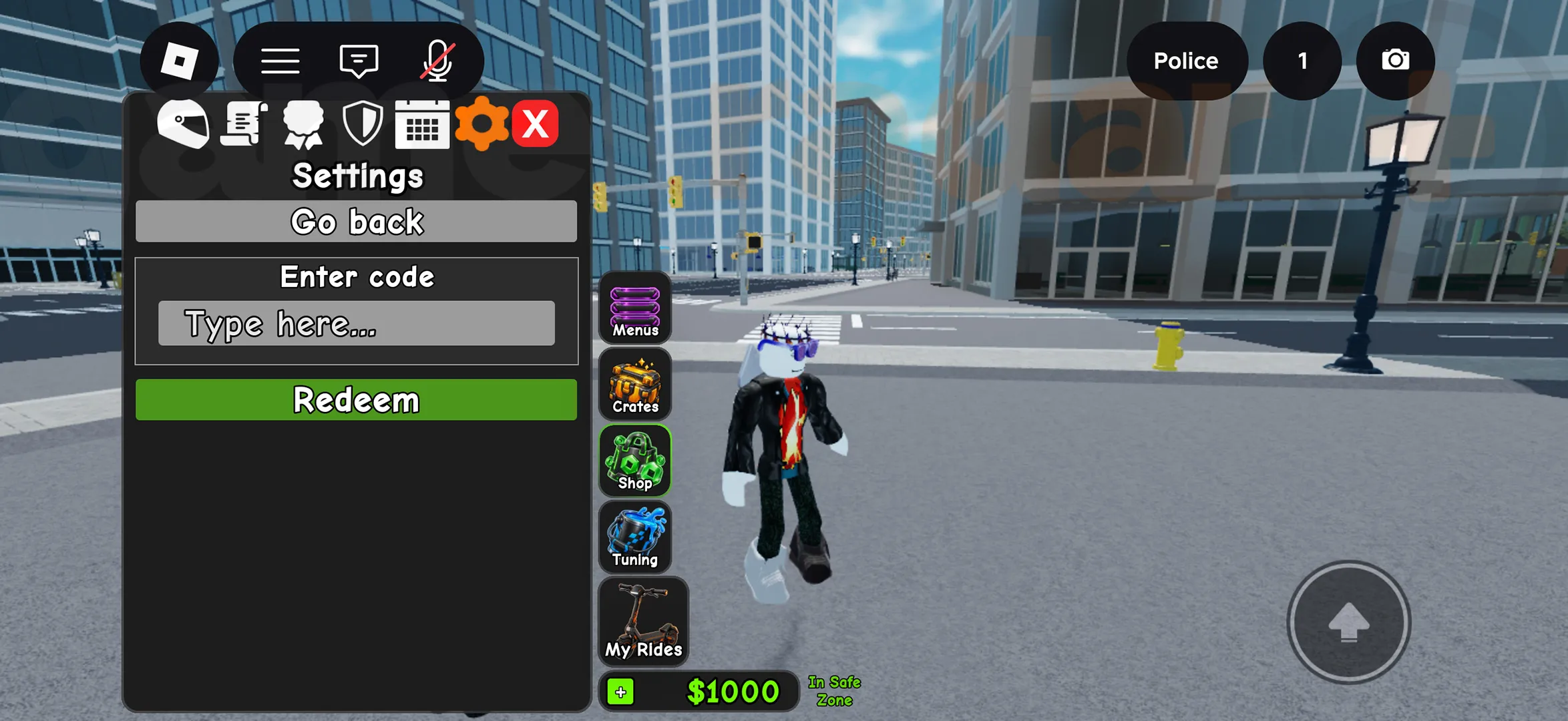 The menu screen used to redeem Kukirin Life codes