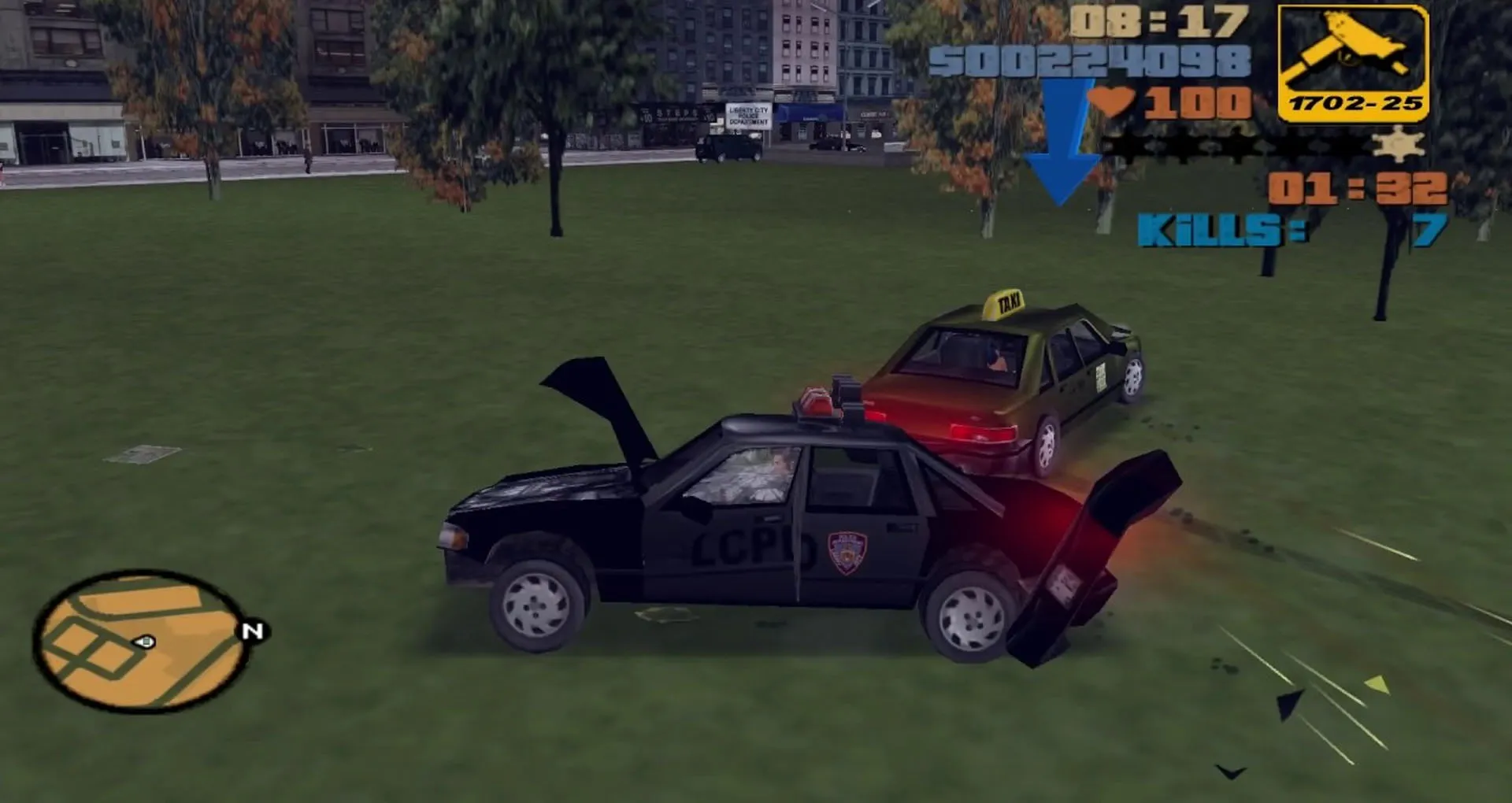 Smashing into another car in GTA 3's vigilante missions