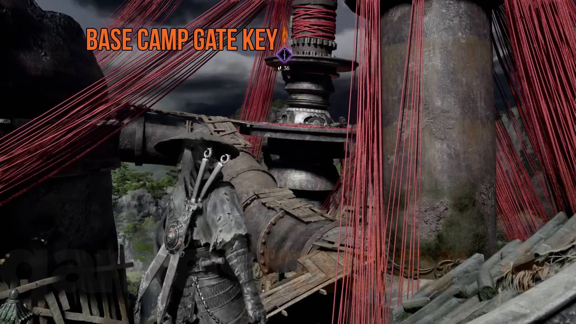 Phantom Blade Zero Sha-Chi Tower base camp gate key on top of platform on sha-chi tower