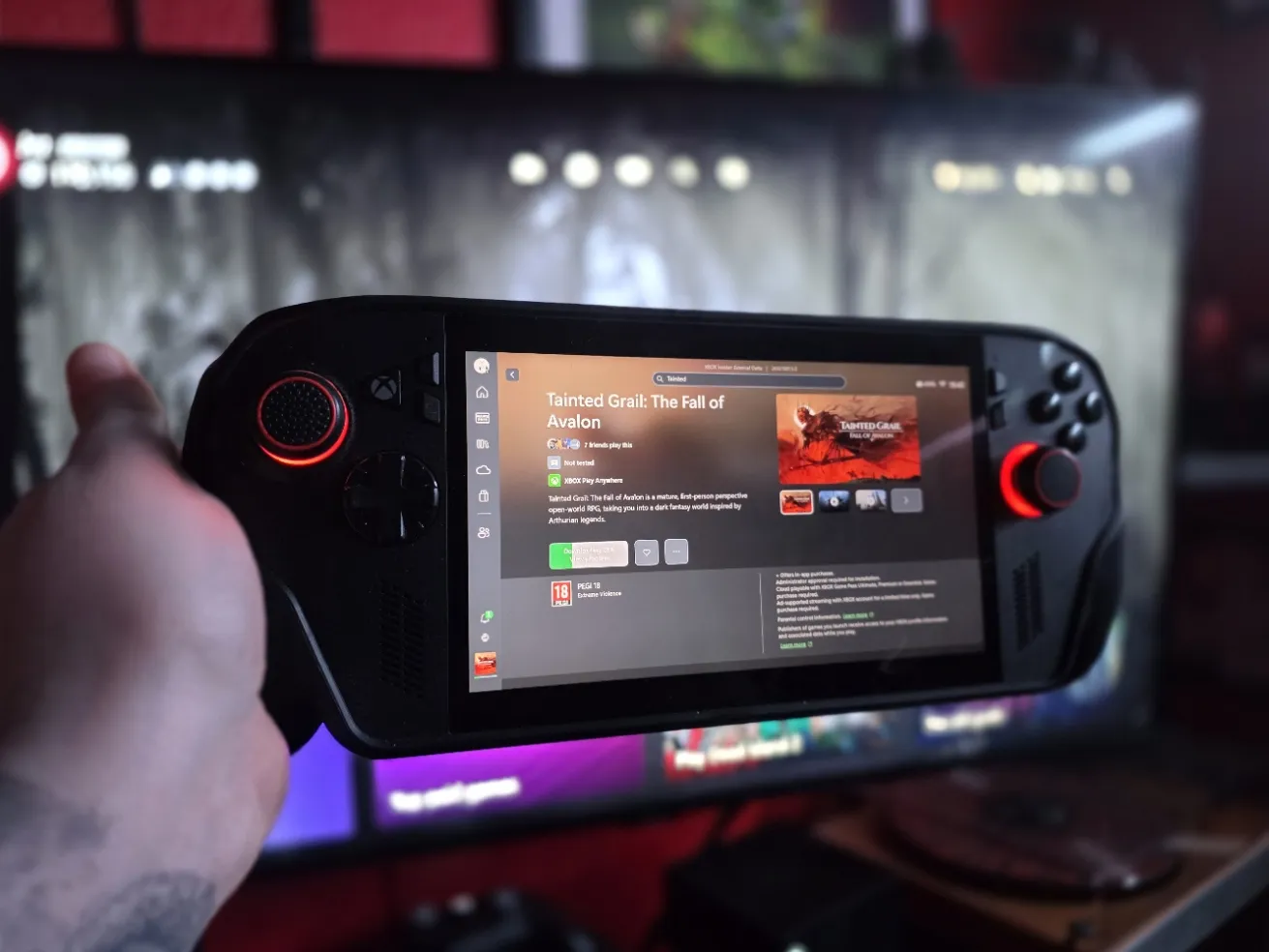 Xbox Ally X with Tainted Grail installing