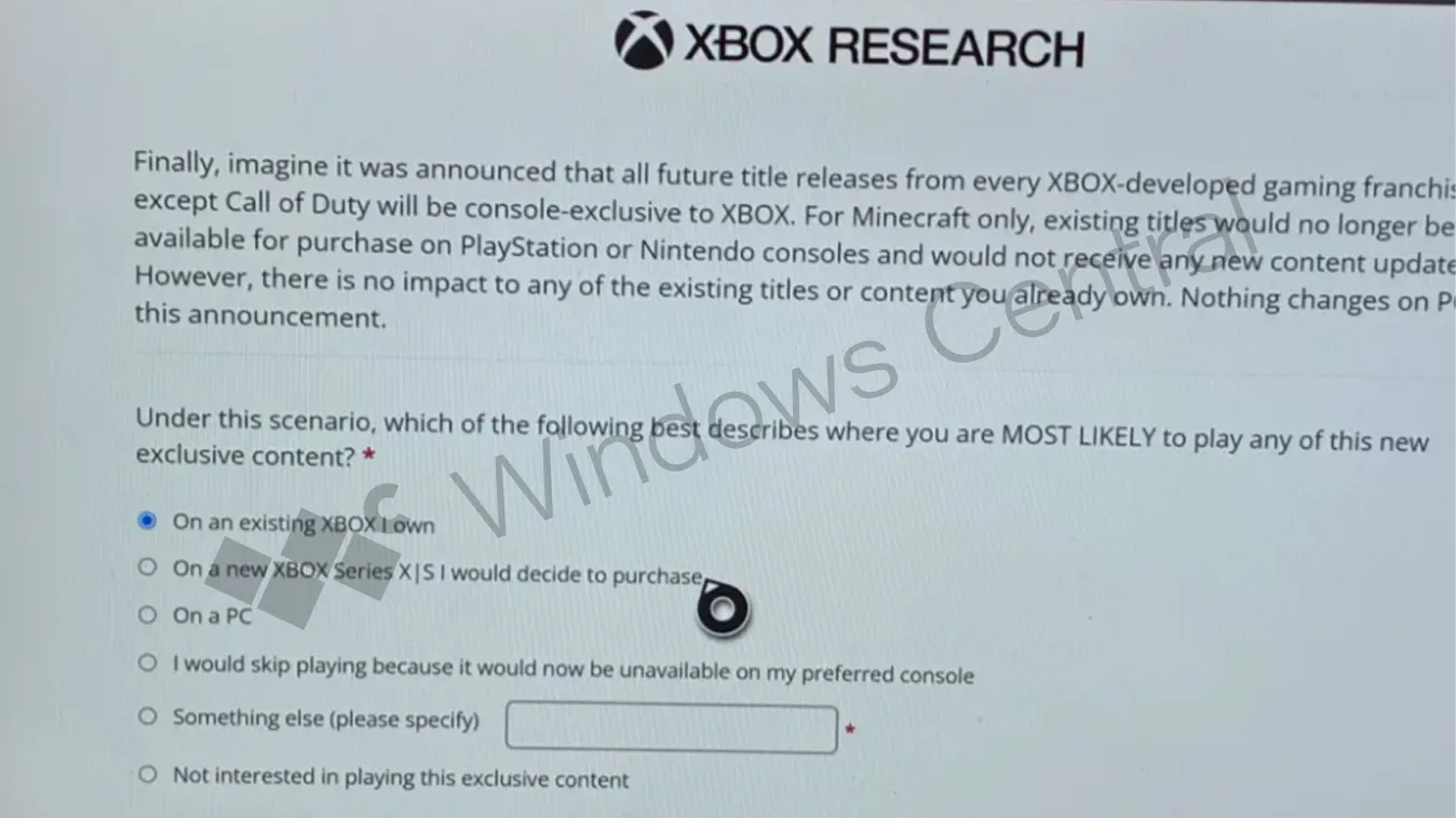 Xbox surveys asking about exclusivity
